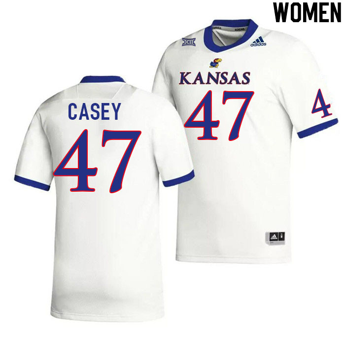 Women #47 Jared Casey Kansas Jayhawks College Football Jerseys Stitched Sale-White